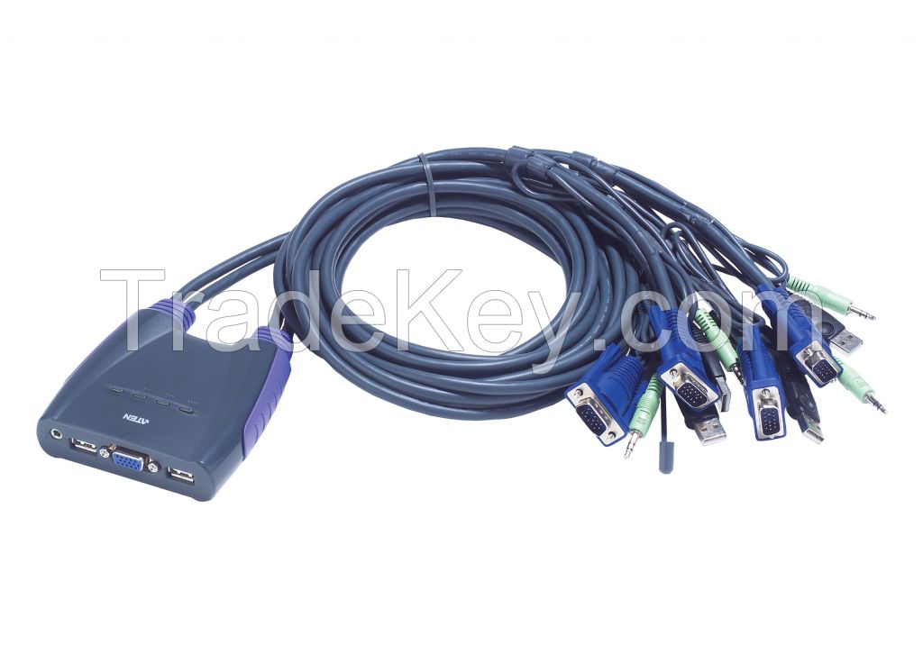 ATEN 4-Port USB VGA/Audio Cable KVM Switch (0.9m, 1.2m) CS64US