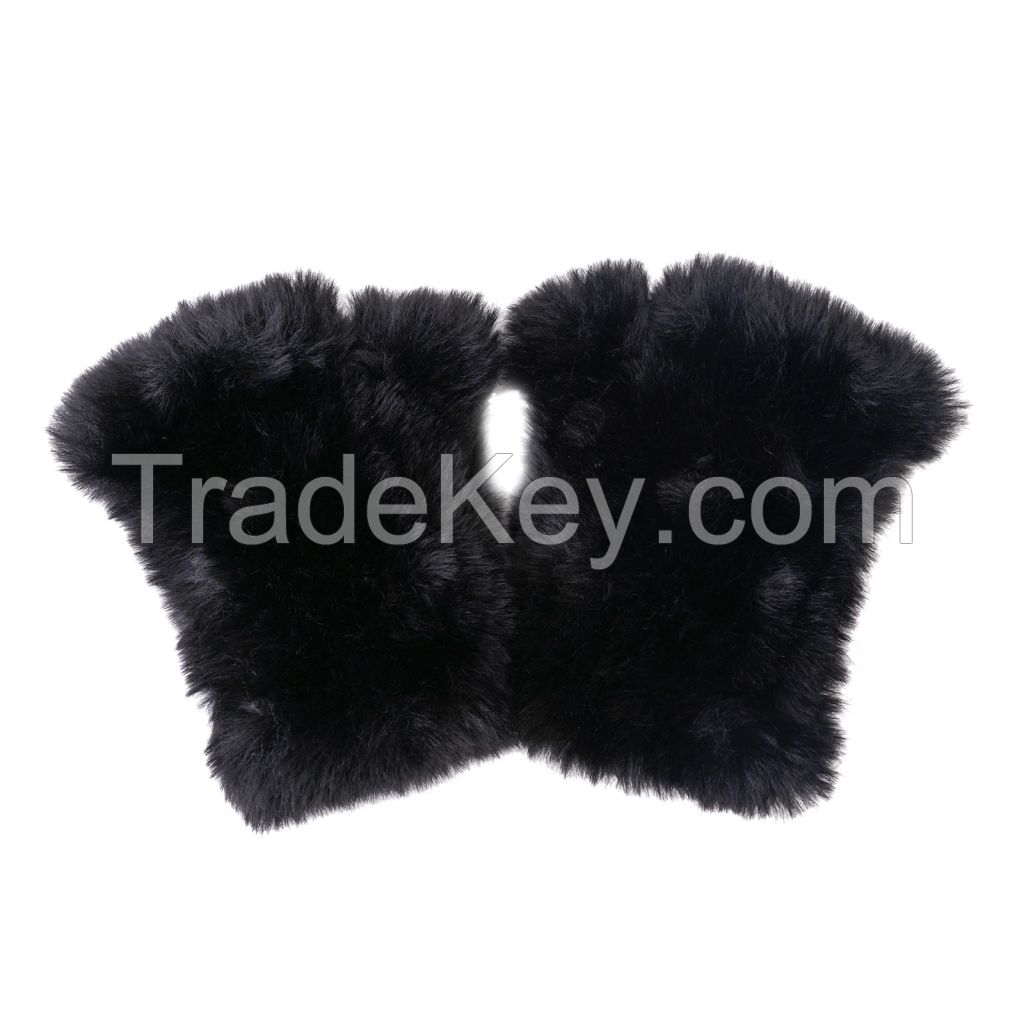 Women Faux Fur Fingerless Gloves - Soft Winter Gloves, Furry Gloves for Women Winter Warm Costume Accessories