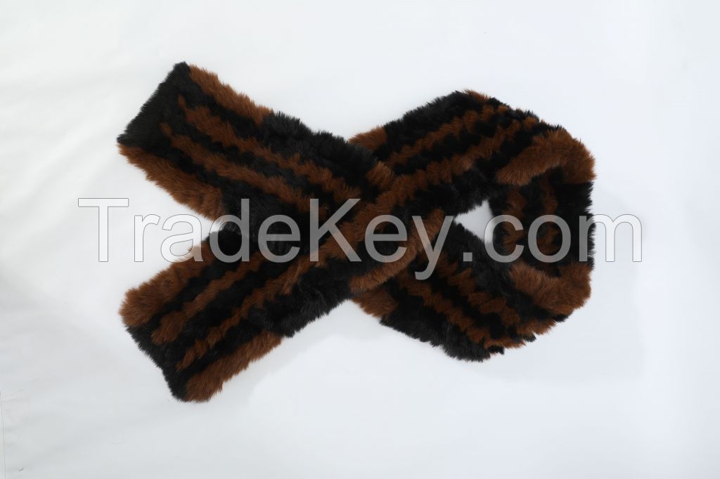 Faux Fur Scarf Shawl - Warm Soft Knitted Wraps, Elegant Rex Rabbit Effect Scarfs for Women, Girls