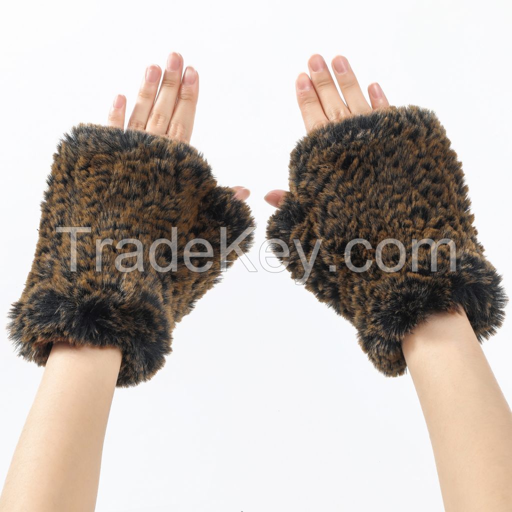 Women Faux Fur Fingerless Gloves - Soft Winter Gloves, Furry Gloves for Women Winter Warm Costume Accessories