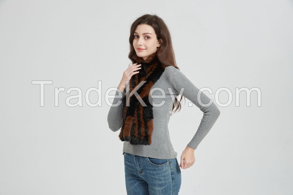 Faux Fur Scarf Shawl - Warm Soft Knitted Wraps, Elegant Rex Rabbit Effect Scarfs for Women, Girls