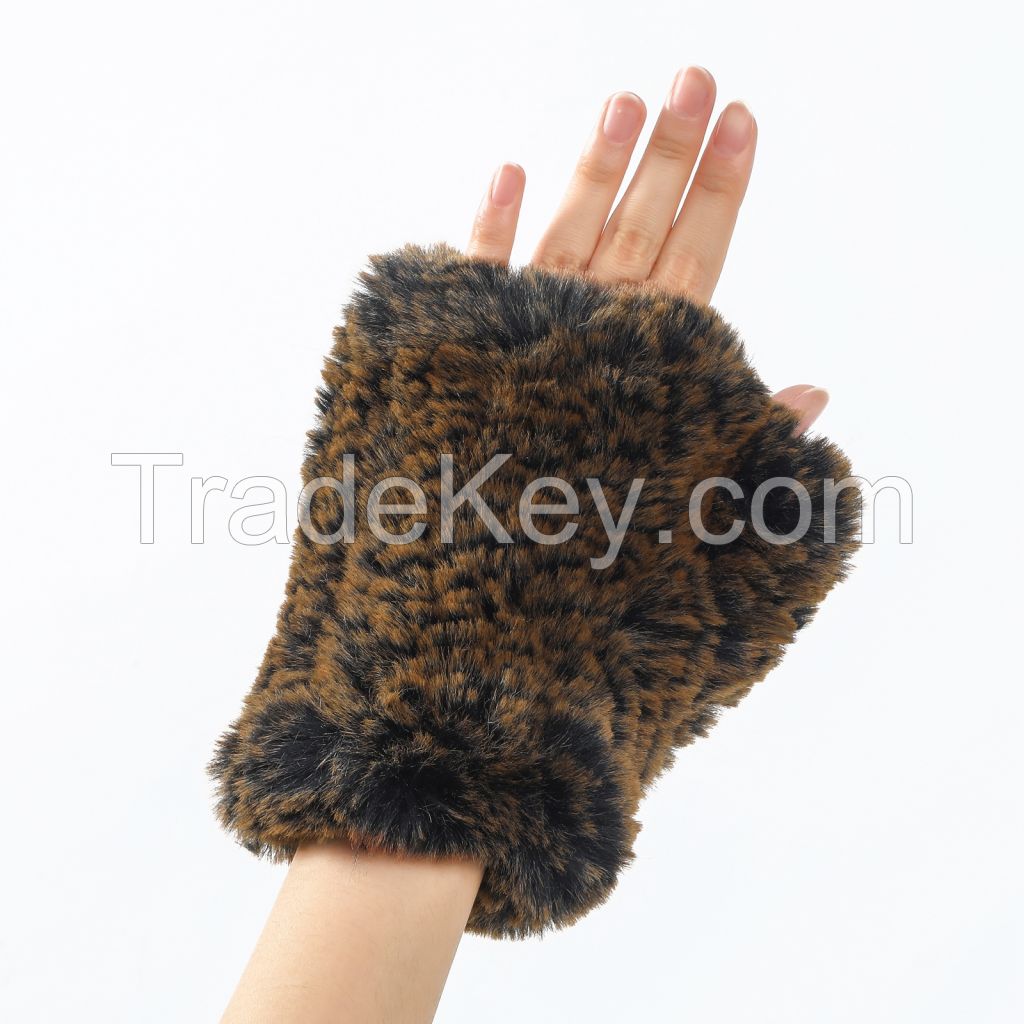 Women Faux Fur Fingerless Gloves - Soft Winter Gloves, Furry Gloves for Women Winter Warm Costume Accessories