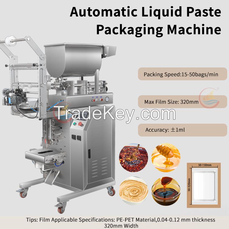 PLC System Liquid Paste Filling Machine Automatic Pneumatic HoneyTomato Sauce Ketchup Pouch Sachet Packing Packaging Machine