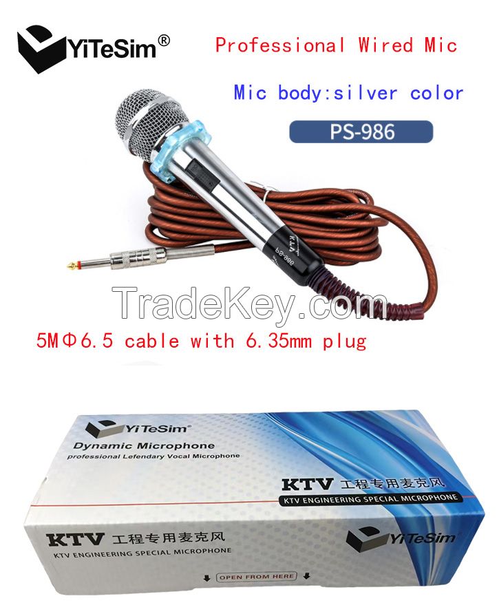 Yitesim PS-986 Professional Dynamic Wired Microphone one-piece with Cable 5M