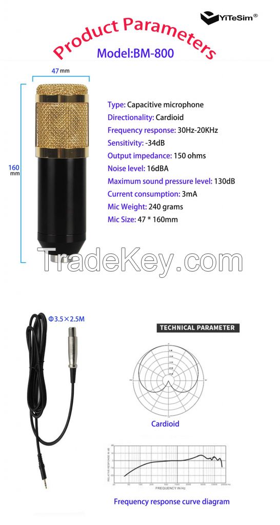 Yitesim BM-800 Professional recording condenser microphone