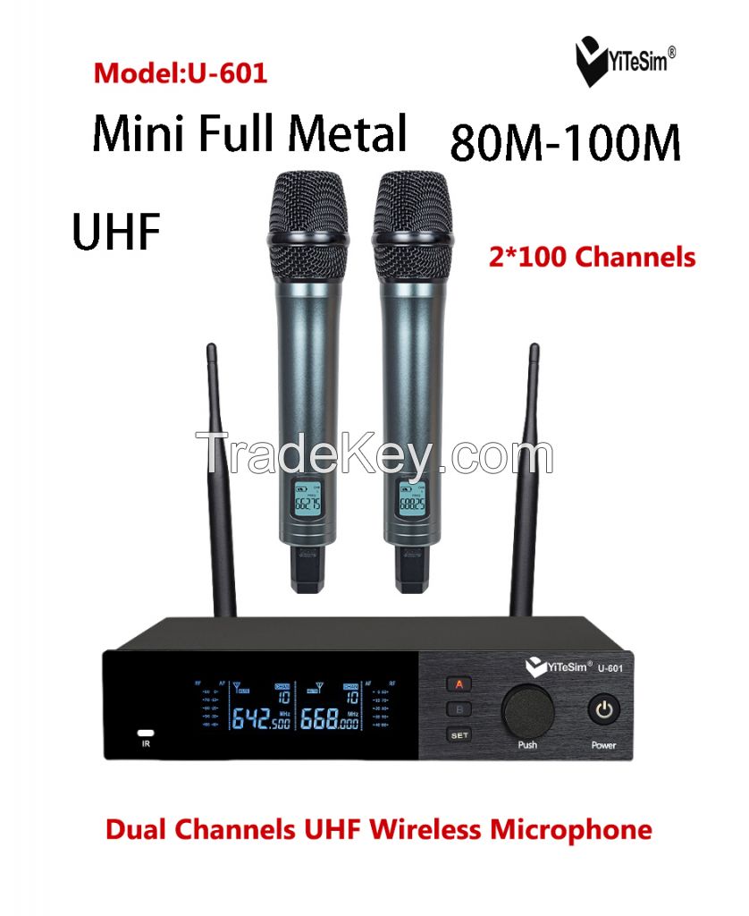 Yitesim U-601 Mini Matel Dual Channals UHF Wireless microphone