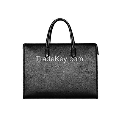 Men's Leather Business Briefcase with Fingerprint Lock - Large Capacity Laptop Bag for Professionals | Genuine Leather Handbag for Work