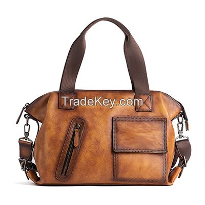 Men's Vintage Genuine Leather Travel Bag | Large Tote & Crossbody