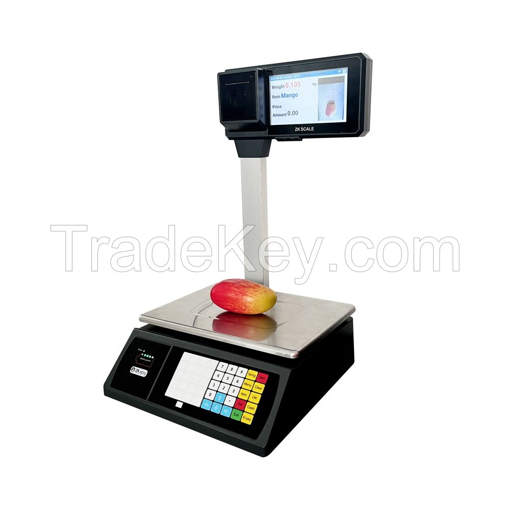 30kg Thermal Receipt Barcode Printing AI Weighing Scale with Android for Fruit Vegetable Meat Shop