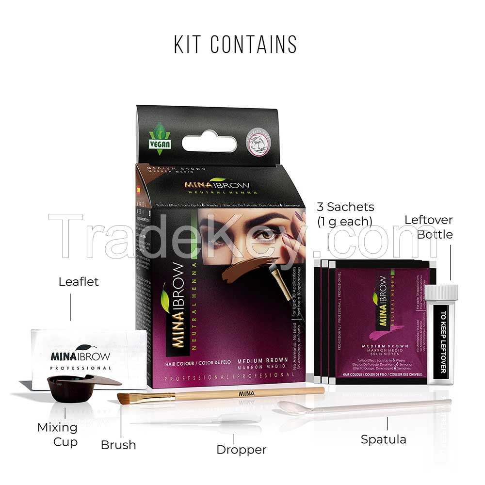 OEM Manufacturers Of Eyebrows Tints EU Approved Henna Natural Powder 3gm Tint Coloring Kit Wholesale Price Bulk Long Lasting Dye Kit