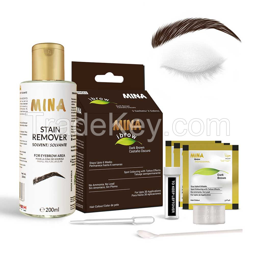 Dark Brown Henna color regular kit with Stain Remover