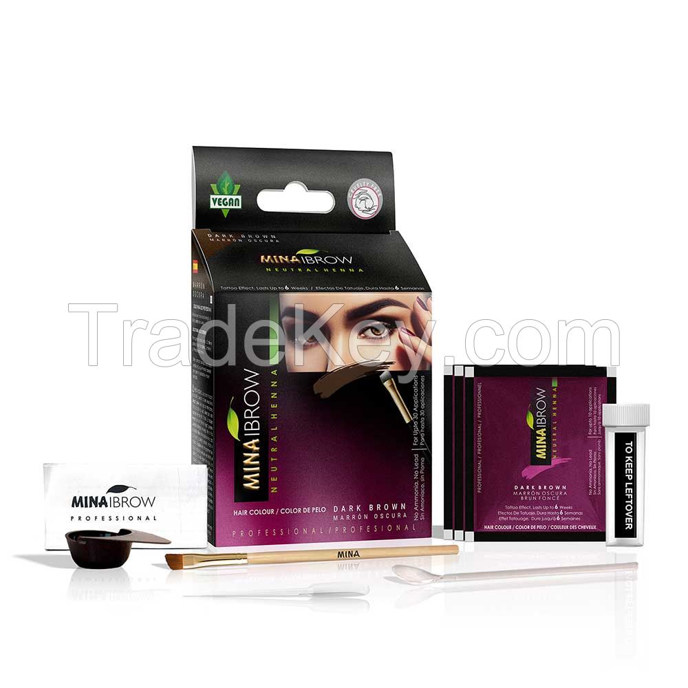 Long Lasting Henna Eyebrow Tint Kit  ( Regular Pack ) - Quantity 3g- Dark Brown DIY KIT