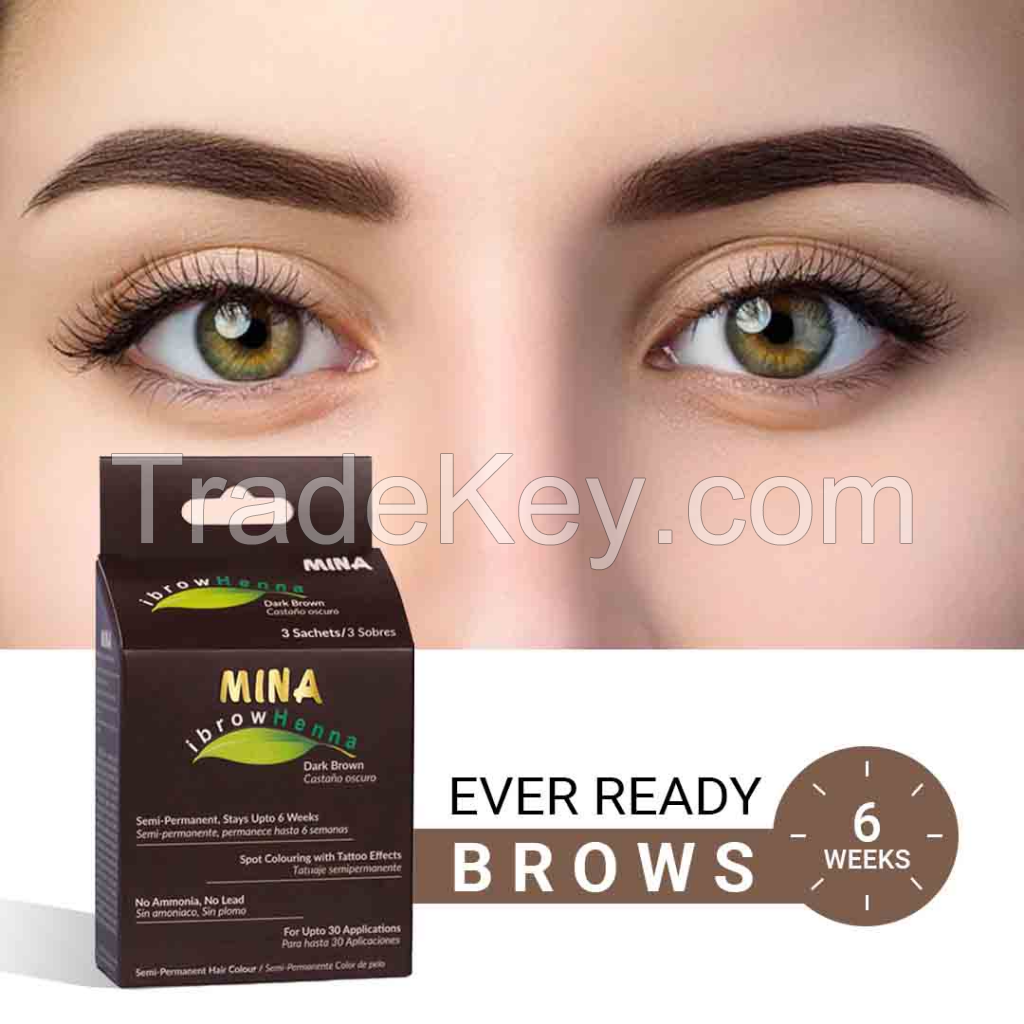 Long Lasting Henna Eyebrow Tint Kit  ( Regular Pack ) - Quantity 3g- Dark Brown DIY KIT