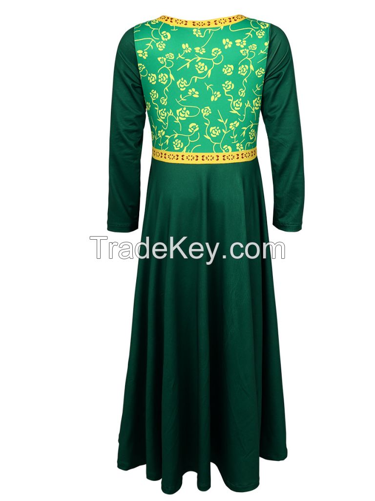 Halloween Shrek Monsters Princess Fiona Cosplay Costume Stage Performance Clothes Green Long Dress