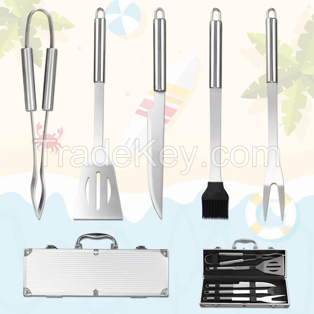 6 Pcs Barbecue Tools Set With Aluminum Box