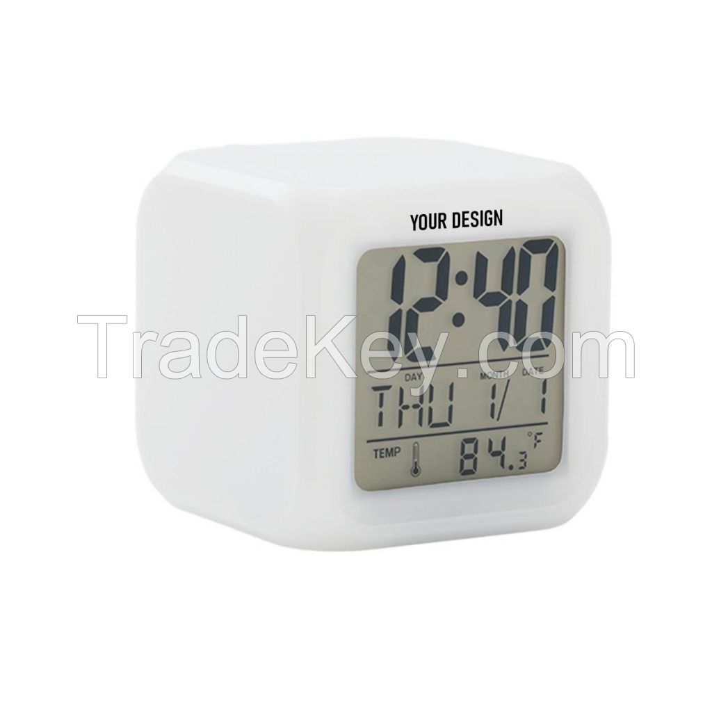 7 Color LED Table Cube Alarm Clock