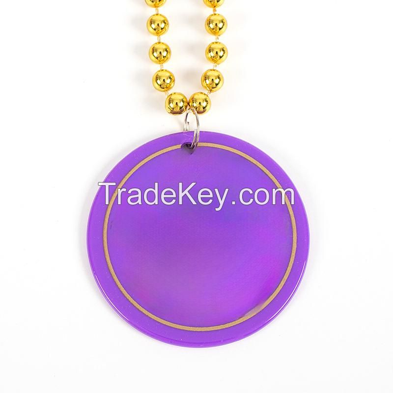 Mardi Gras Bead Necklace With Medallion