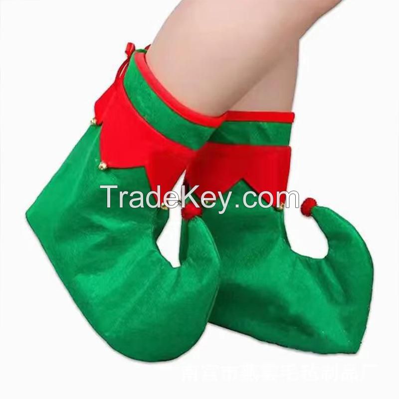 Felt Children&#039;s Christmas Elf Shoe And Hat Set