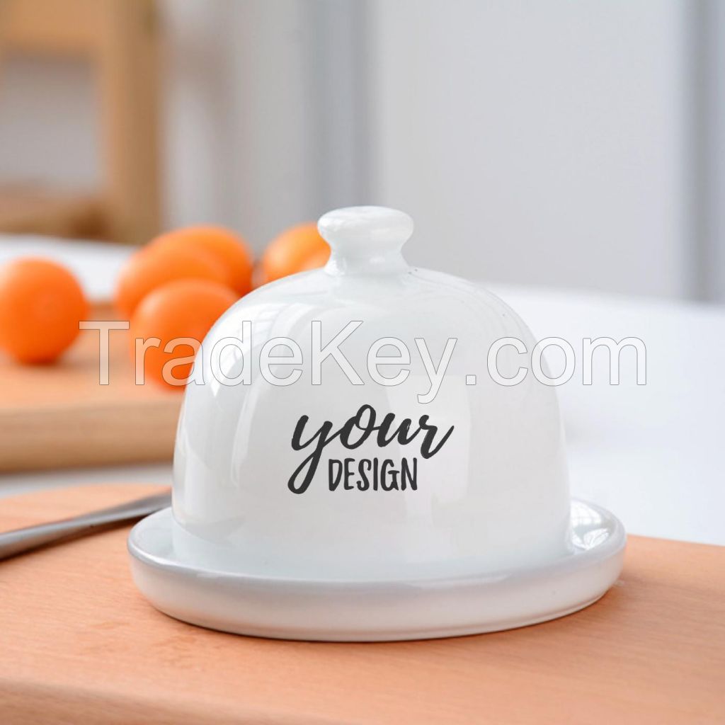 White Porcelain Cake Plate With Dome Lid