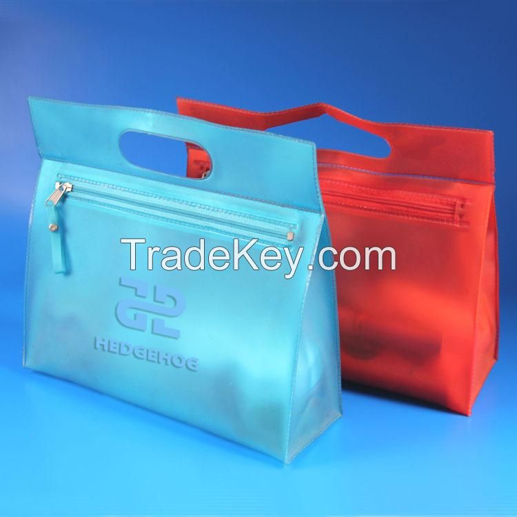 Frosted PVC Cosmetic Pouch With Handle