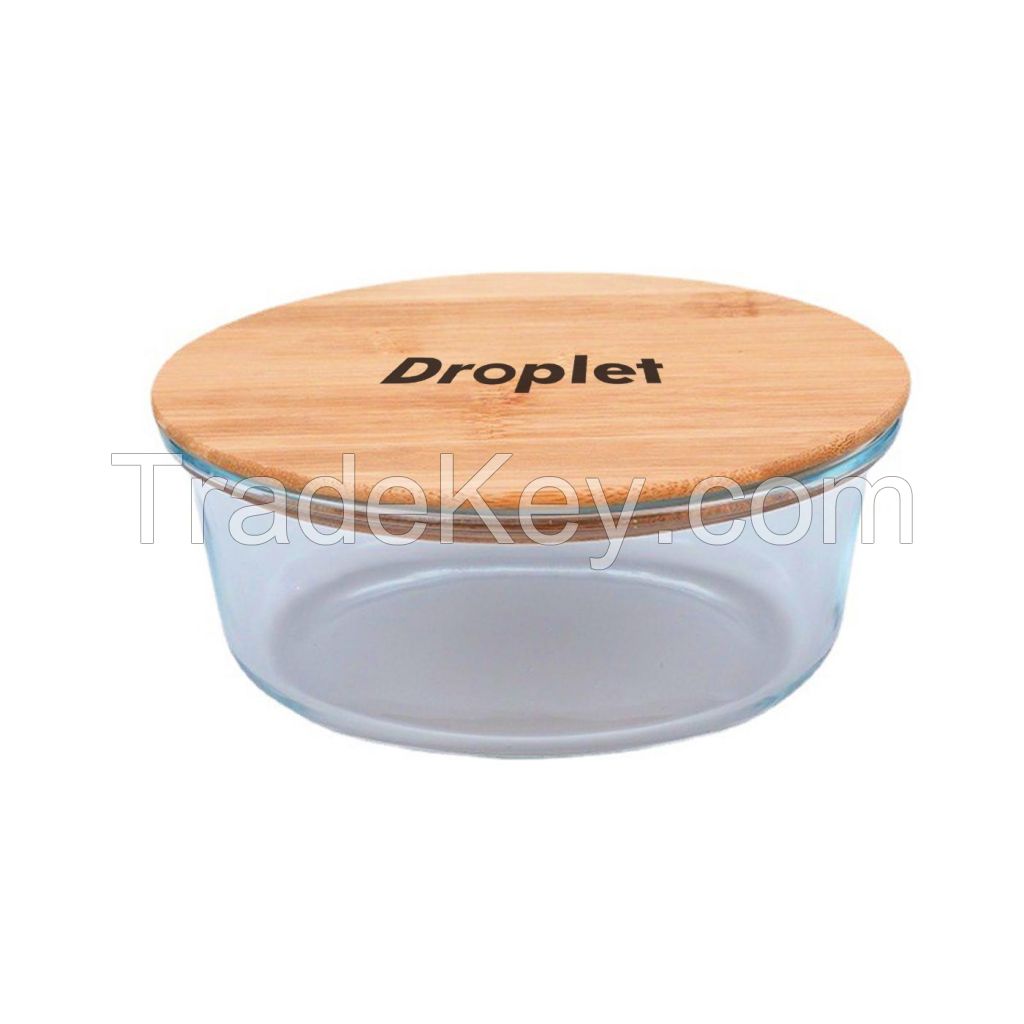 Borosilicate Glass Lunch Box With Wooden Lid