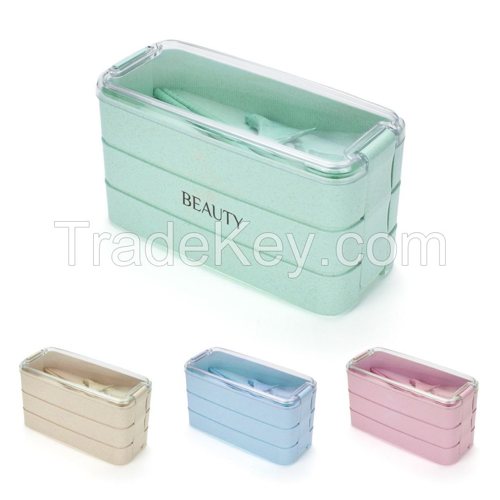 3-layer Wheat Straw Stackable Bento Box