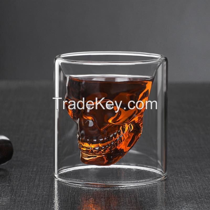 2.5 oz. Creative Double Wall Glass Skull Cup