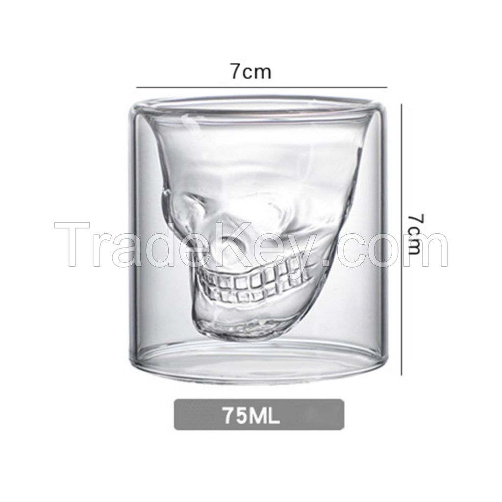 2.5 oz. Creative Double Wall Glass Skull Cup