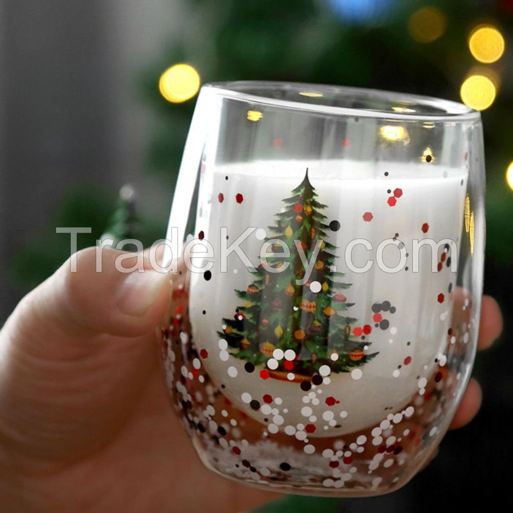 Double Wall Christmas Glass Mug