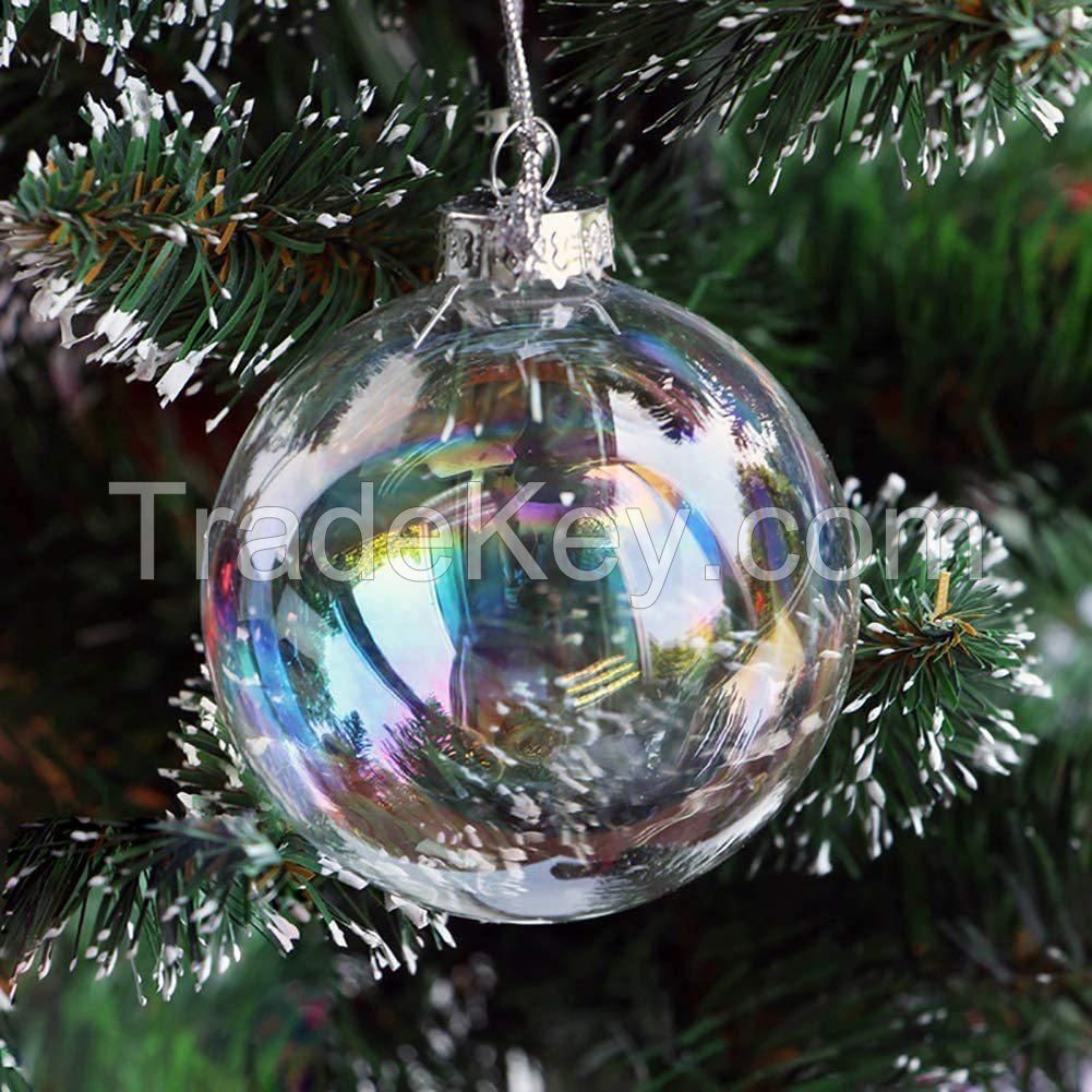 Clear Iridescent Glass Christmas Ornament