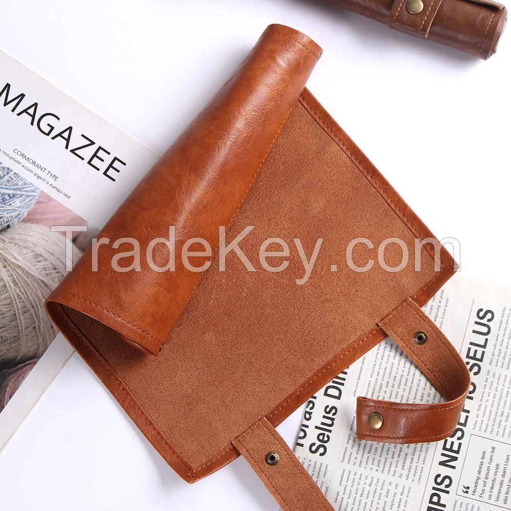 Foldable Pu Leather Scroll Dice Bag