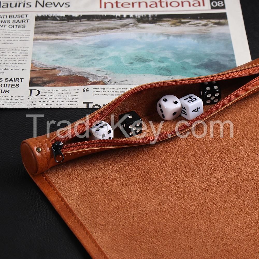 Foldable Pu Leather Scroll Dice Bag