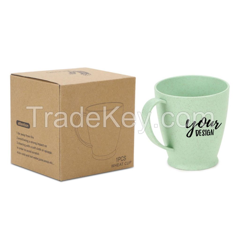 Promotional Wheat Straw Plastic Cup With Handle