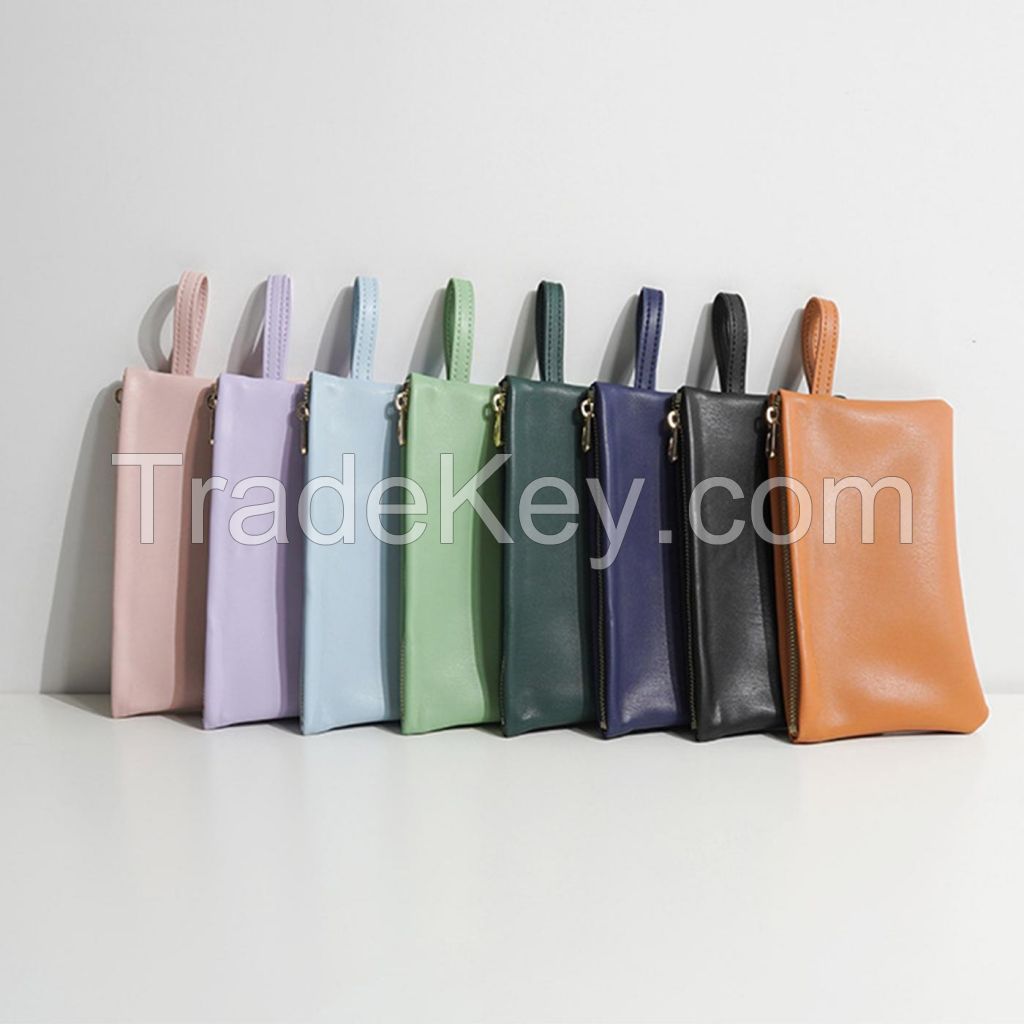 Soft Leather Mini Zippered Pouch