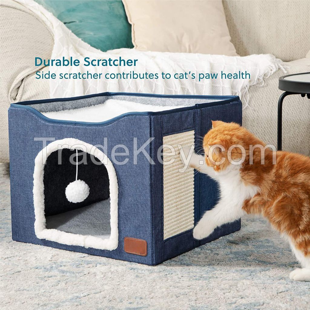 Cat House With Fluffy Ball And Scratcher