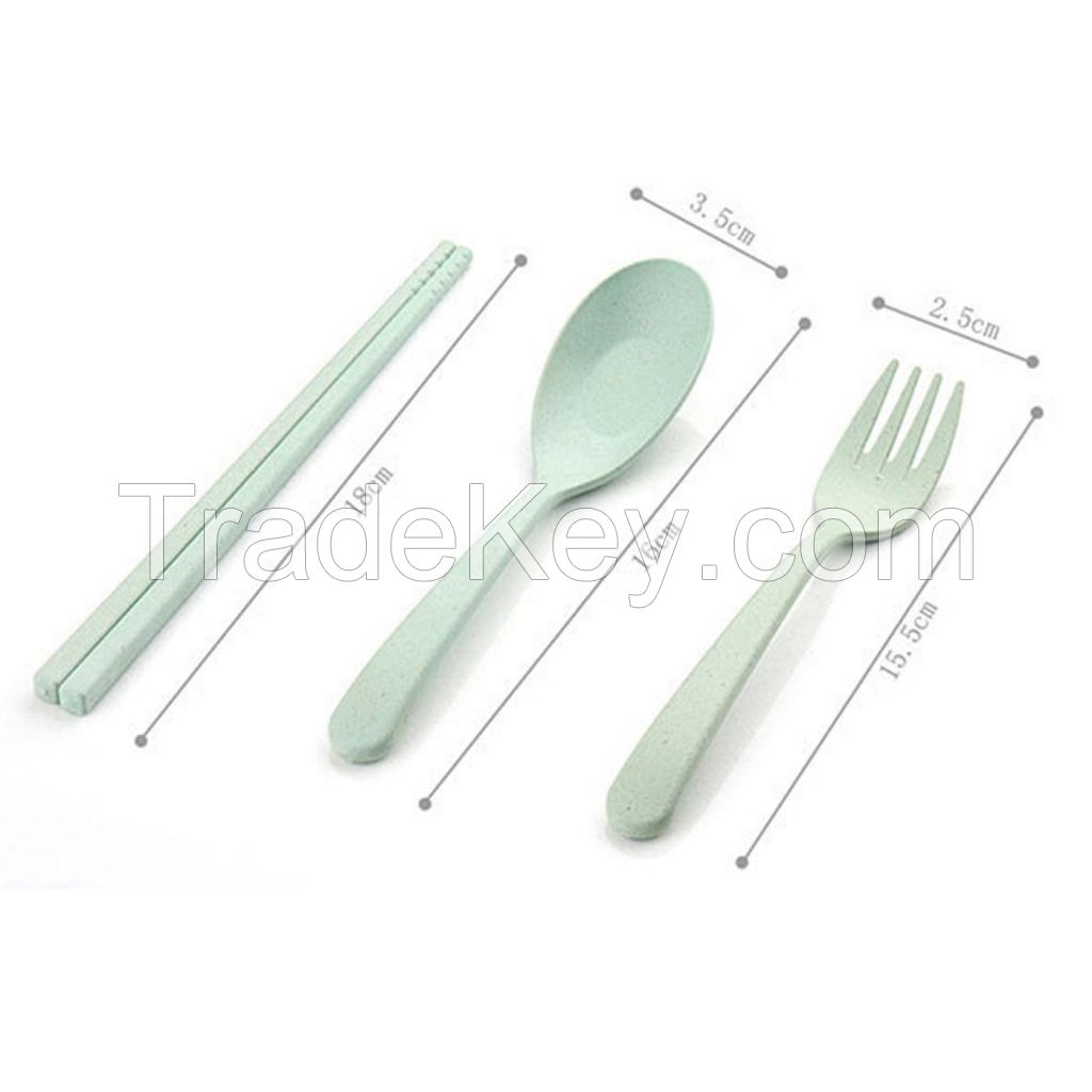 3 Pcs Portable Wheat Straw Utensil Set