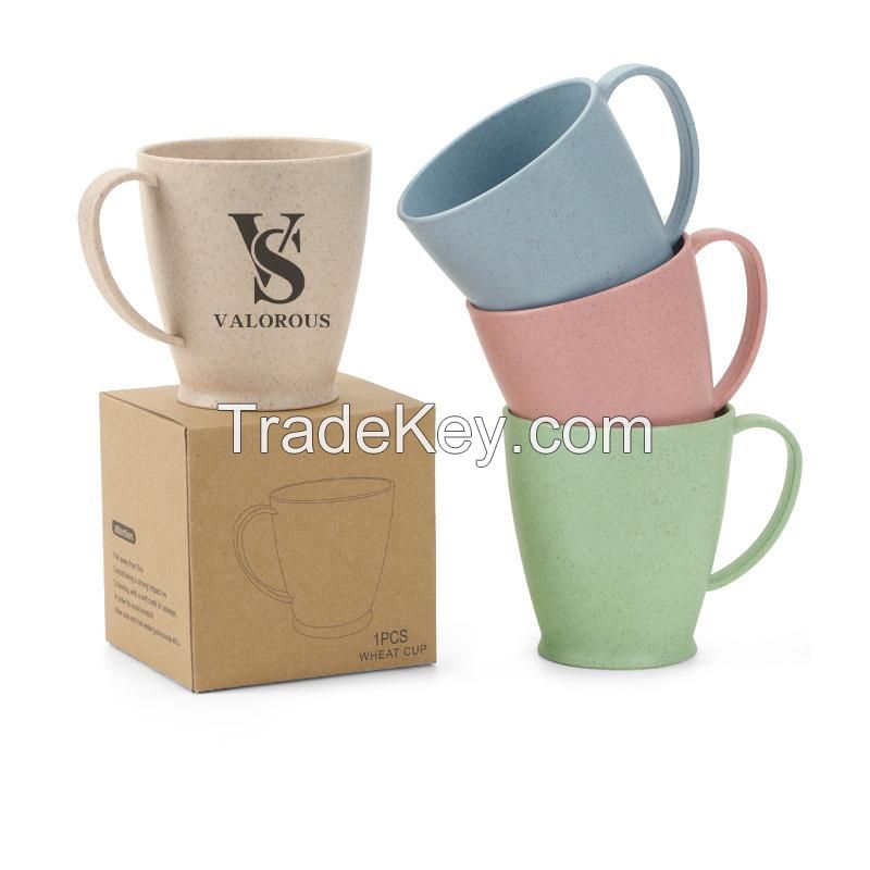 Promotional Wheat Straw Plastic Cup With Handle