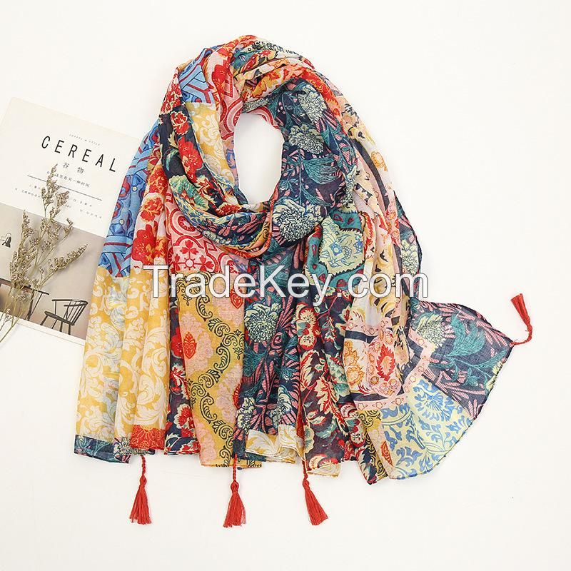 Women Print Cotton Scarf