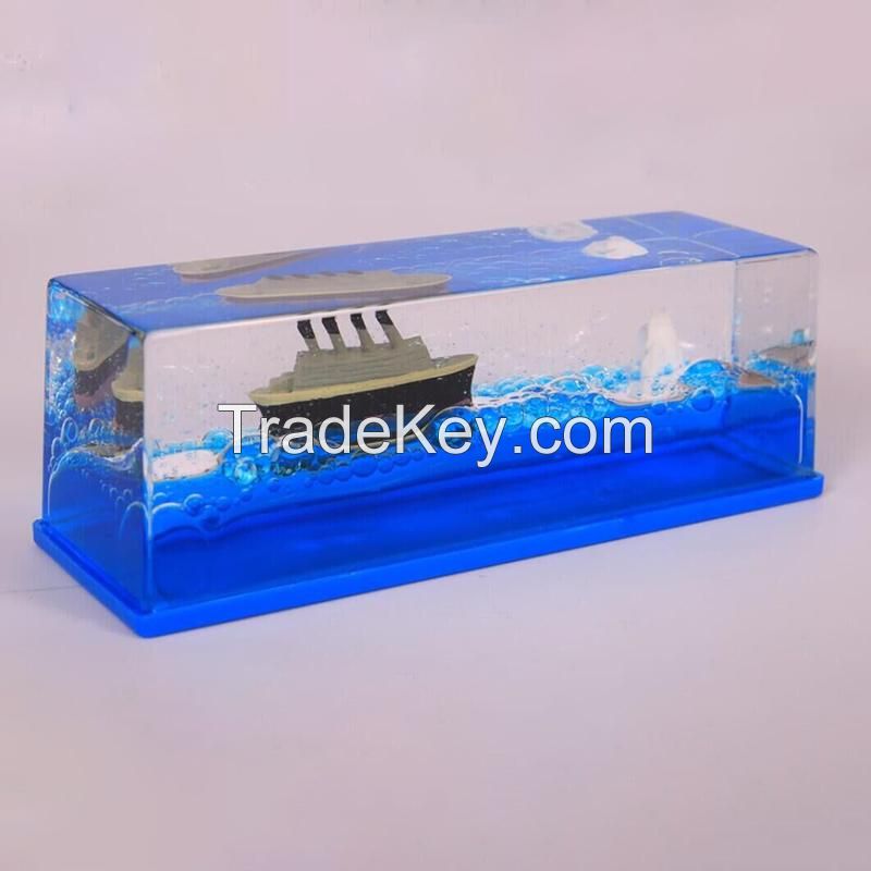 Acrylic Cruise Ship Fluid Drift Bottle