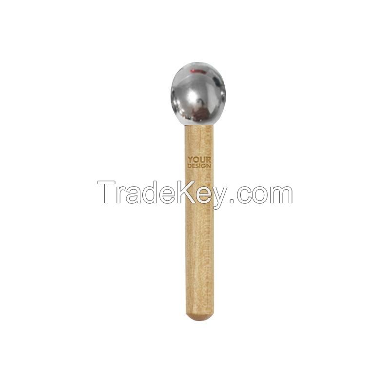 Wood Handle Metal Eye Roller Massage Stick