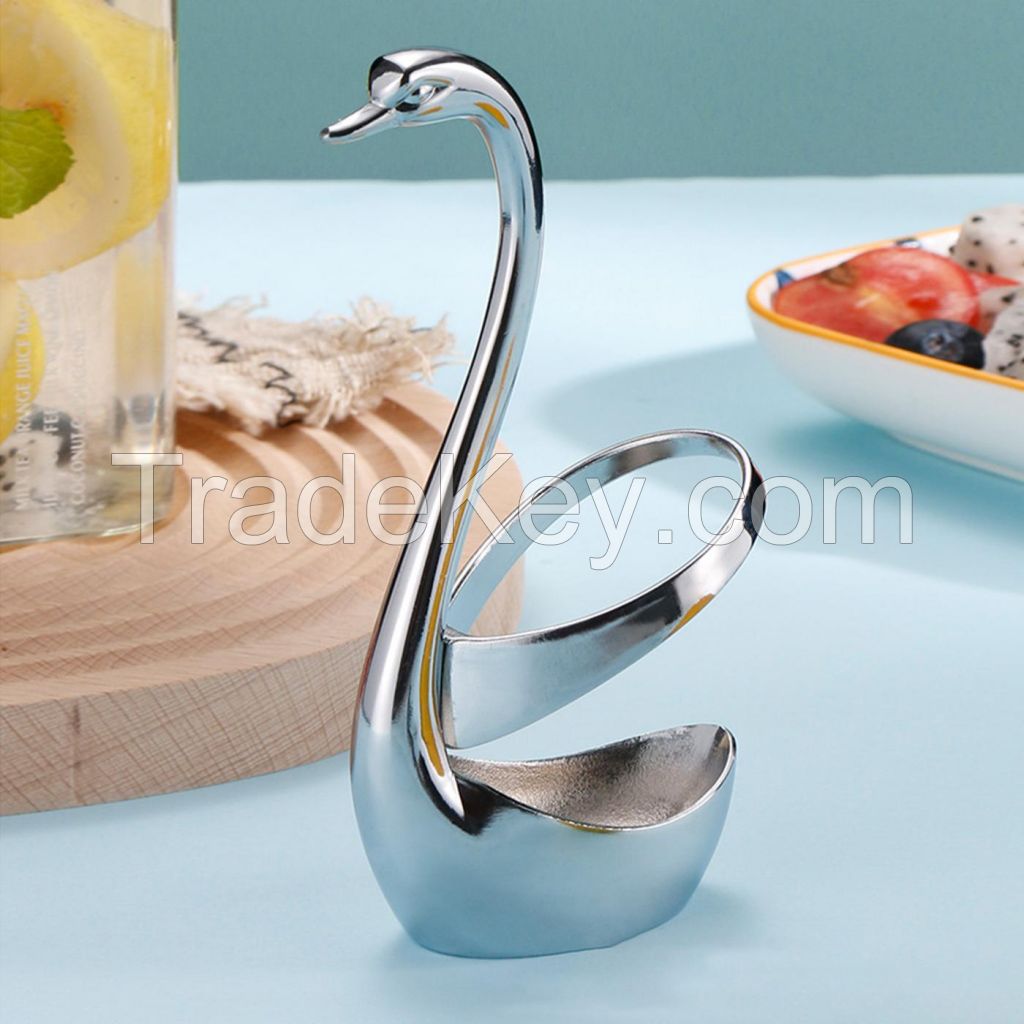 Metal Swan Base Holder Spoon Organizer