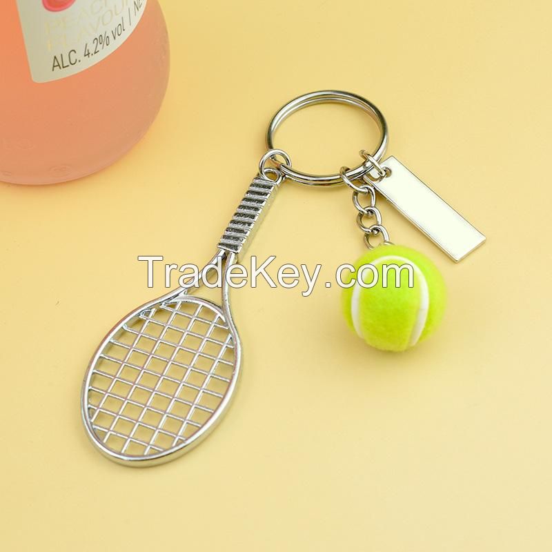 Sports Ball Keychain With Engraved Tag