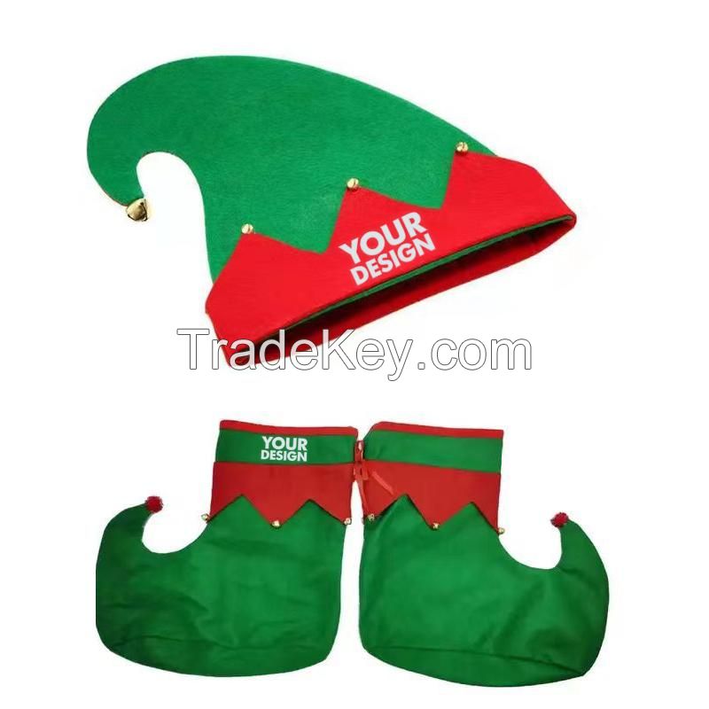 Felt Children&#039;s Christmas Elf Shoe And Hat Set