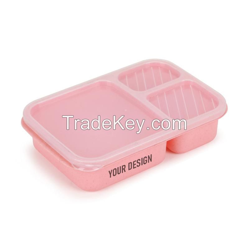 3 Compartment Reusable Wheat Straw Bento Lunch Box