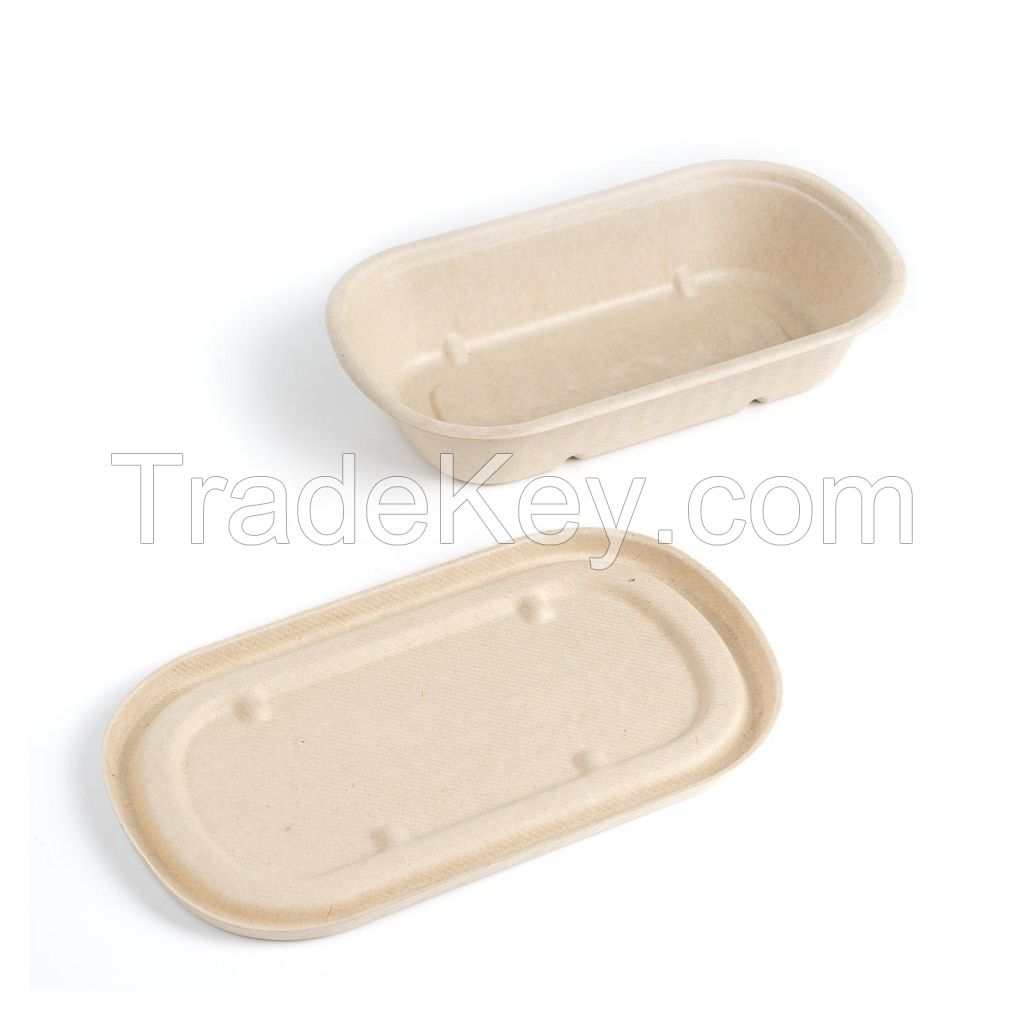 Oval Biodegradable Food Bowl With Lid