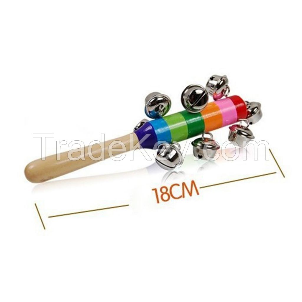 Kid Rainbow Wooden Jingle Handle Bell