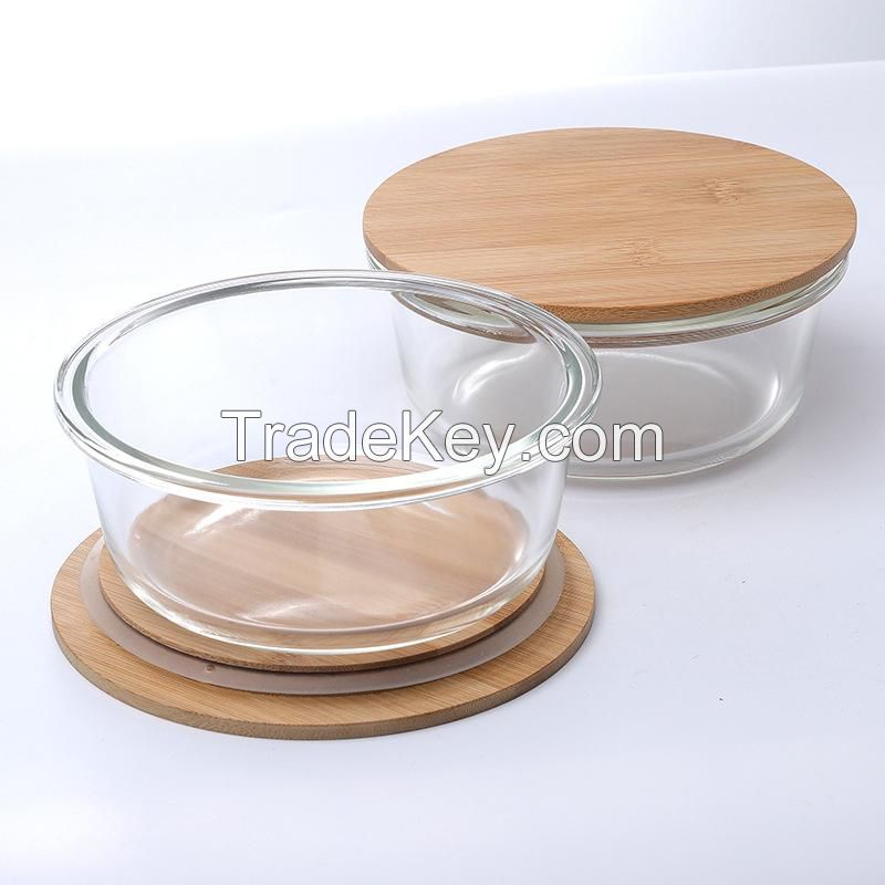 Borosilicate Glass Lunch Box With Wooden Lid