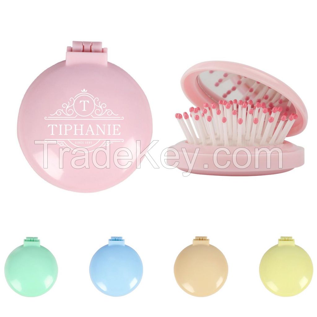 Plastic Folding Massage Comb With Mirror