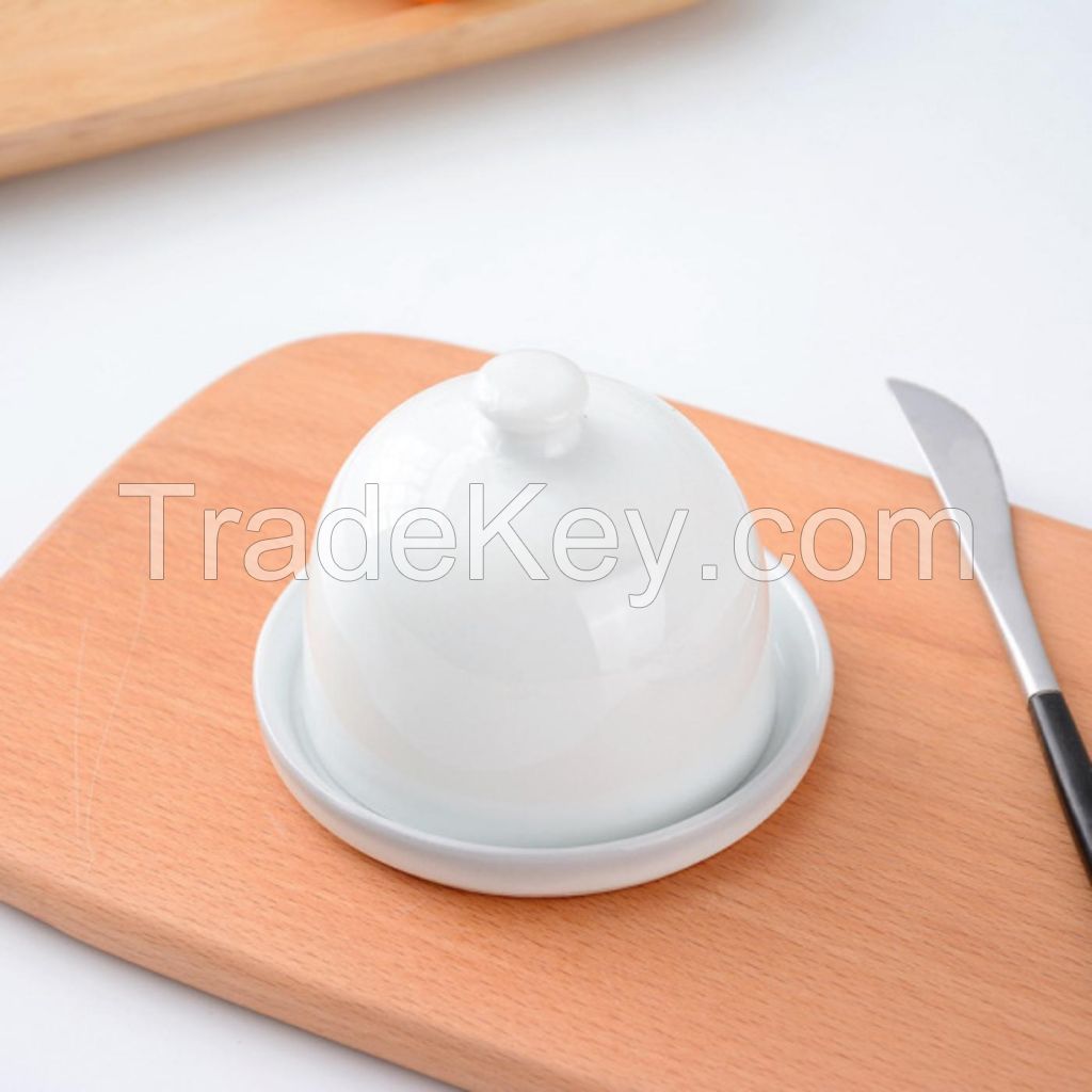 White Porcelain Cake Plate With Dome Lid