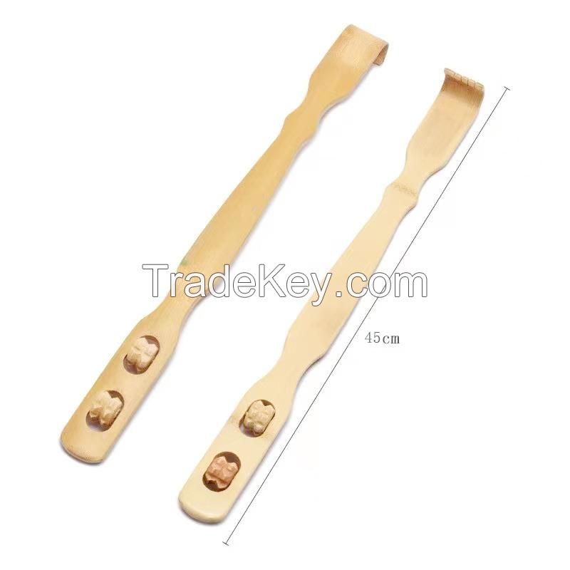 Bamboo Back Scratcher With Massage Rollers